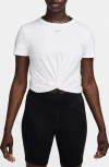Nike One Classic Dri-fit Twist Front Top In White/black