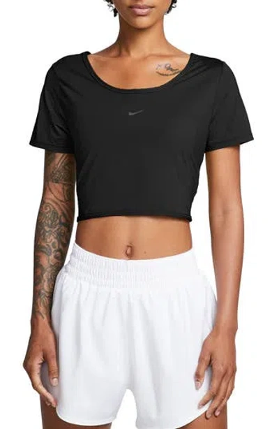 Nike One Classic Dri-fit Twist Short Sleeve Top In Black
