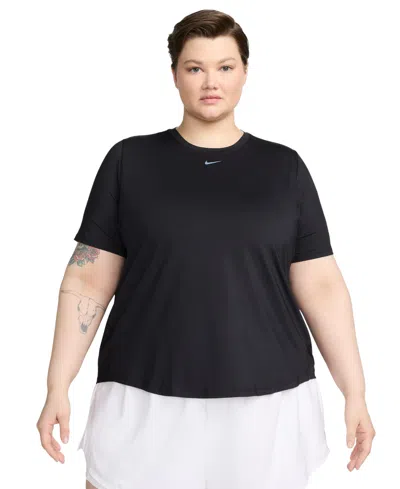 Nike Women's One Classic Dri-fit Short-sleeve Top (plus Size) In Black,blac