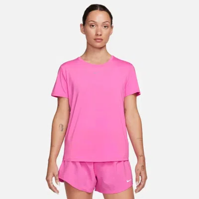 Nike One Classic Top Women Playful Pink Dri-fit Short Sleeve Crew Neck Frog646