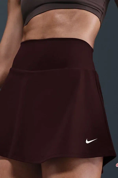 Nike One Dri-fit High-rise Mini Skort In Burgundy Crush/(white), Women's At Urban Outfitters In Brown