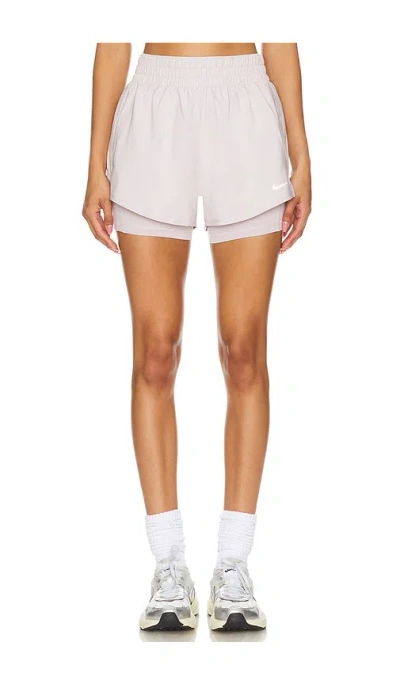 Nike One Dri-fit High Waisted 2 In Platinum Violet & Reflective Silver