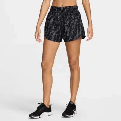 Nike One Dri-fit Shorts Women Black Printed Lined High-waist Performance App1438 In Multi