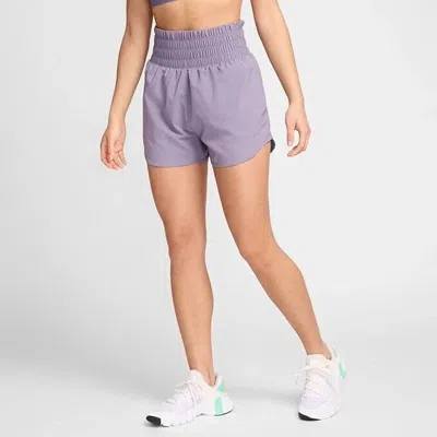 Nike One Dri-fit Shorts Women's Purple Brief-lined Ultra High-waist Dsg143 In Gray