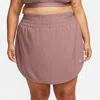 Nike One Dri-fit Skort Womens Pink Stretch Pull On Ultra High-waist Fts468 In Brown