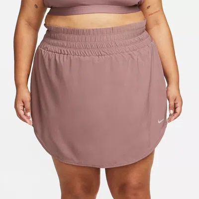 Nike One Dri-fit Skort Womens Pink Stretch Pull On Ultra High-waist Fts468 In Brown