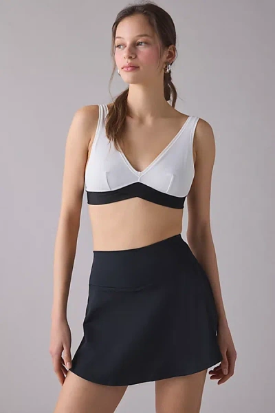 Nike One Dri-fit High Rise Mini Skort In Black/white, Women's At Urban Outfitters