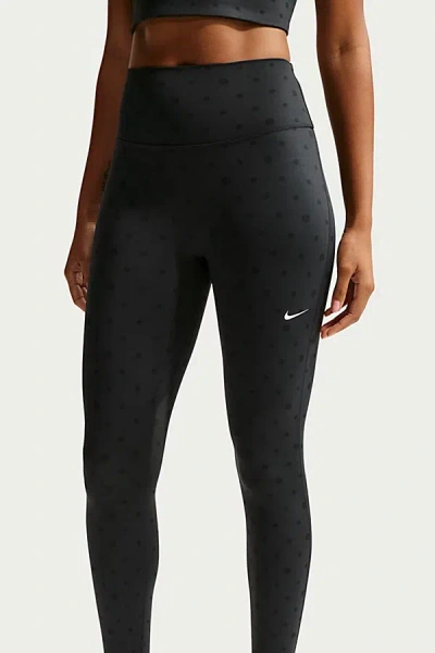 Nike One Dri-fit Polka Dot High-rise 7/8 Legging In Black/black/white, Women's At Urban Outfitters