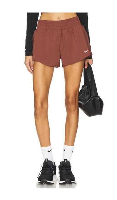 Nike One Dry Fit Short In Red Sepia & Reflective Silver