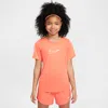 Nike One Fitted Big Kids' (girls') Dri-fit Short-sleeve Top In Orange