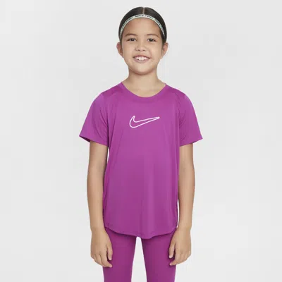 Nike One Fitted Big Kids' (girls') Dri-fit Short-sleeve Top In Purple