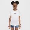 Nike Dri-fit One Big Kid Girls Crew Neck Short Sleeve Regular Fit Graphic T-shirt In White