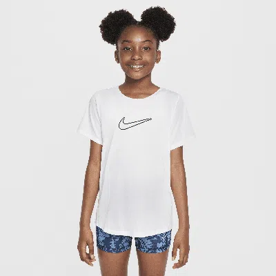 Nike One Fitted Big Kids' (girls') Dri-fit Short-sleeve Top In White,black