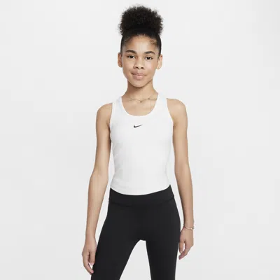 Nike One Fitted Big Kids' (girls') Dri-fit Tank Top In White