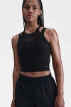 Nike One Fitted Dri-fit Cropped Layered Tank Top In Black, Women's At Urban Outfitters In Black