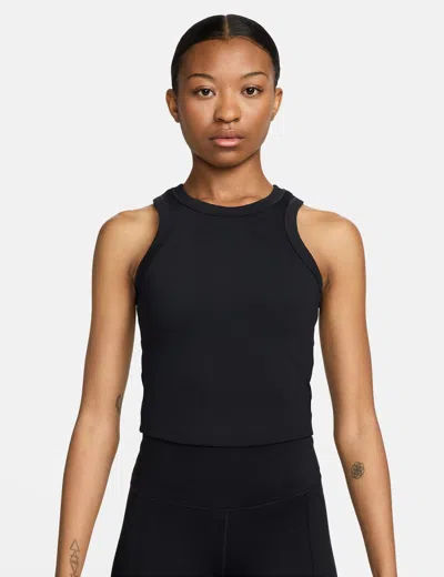 Nike One Fitted Dri-fit Cropped Tank Top In Black