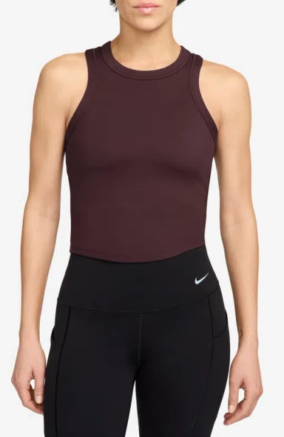 Nike One Fitted Dri-fit Cropped Tank Top In Burgundy