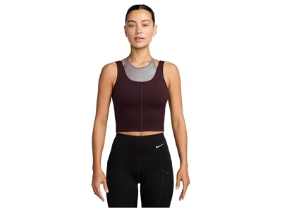 Nike One Fitted Dri-fit Cropped Tank Top In Brown