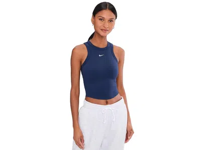 Nike One Fitted Dri-fit Cropped Tank Top In Blue