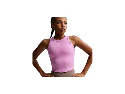 Nike One Fitted Dri-fit Cropped Tank Top In Pink
