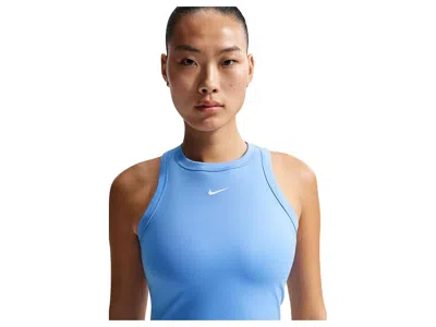 Nike One Fitted Dri-fit Cropped Tank Top Women's Clothing University Blue/white: Sm (us 4-6)