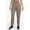 Nike One High Waist Dri-fit Joggers In Mink Brown/black
