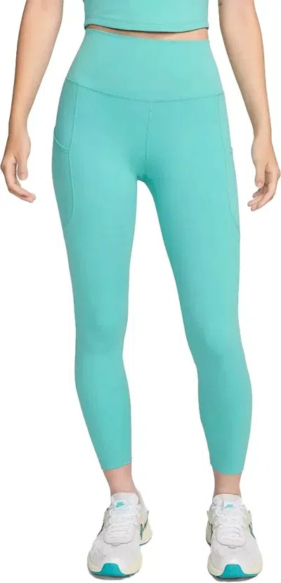 Nike One High-waisted 7/8 Leggings In Green Frost In Blue