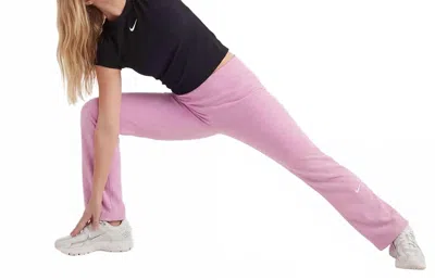 Nike One High-waisted Flared Leggings In Light Magenta/white In Multi