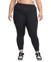 Nike Women's One High-waisted 7/8 Leggings With Pockets (plus Size) In Black,black
