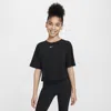 Nike Sportswear Kids' Essential Boxy Embroidered Swoosh T-shirt In Black
