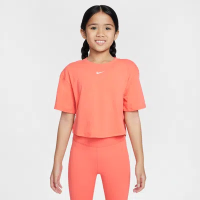 Nike One Relaxed Big Kids' (girls') Dri-fit Short-sleeve Top In Orange
