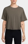 Nike One Relaxed Dri-fit Crop Top In Mink Brown/clear