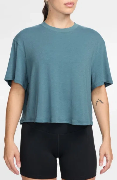 Nike One Relaxed Dri-fit Crop Top In Smokey Blue/clear