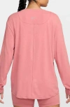 Nike Women's One Relaxed Dri-fit Long-sleeve Top In Canyon Pink/ Black