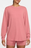 Nike Women's One Relaxed Dri-fit Long-sleeve Top In Canyon Pink/black