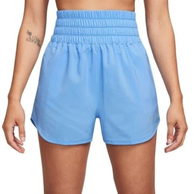 Nike One Shorts Women's Blue Dri-fit Brief Lined High-waisted Active Srt87
