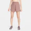 Nike One Shorts Women's Brown Dri-fit Brief Lined High-waisted Active Srt82 In Pink