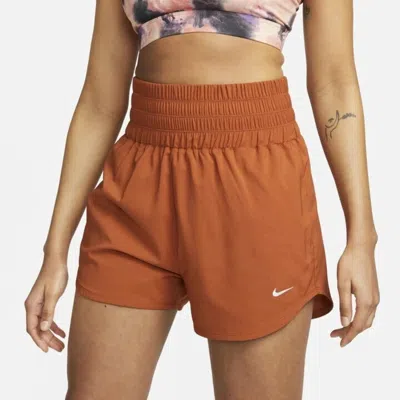 Nike One Shorts Women's Orange Dri-fit High Waist 3" Inseam Brief-lined Srt717