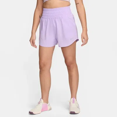 NIKE ONE SHORTS WOMENS LILAC BLOOM DRI-FIT BRIEF-LINED ULTRA HIGH-WAIST SRT94