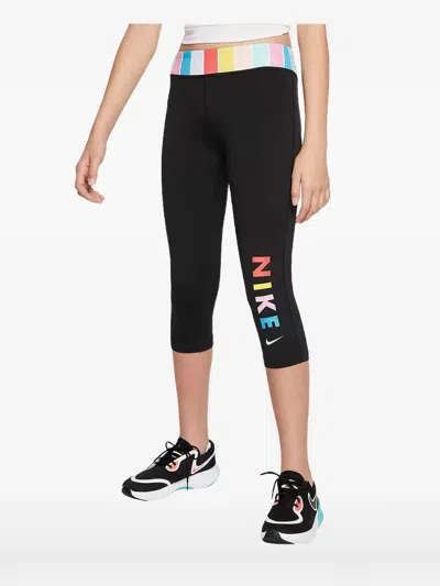 Nike One Training Striped-waistband Leggings In Black