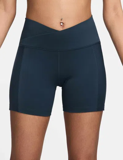 Nike Women's One High Crisscross Wrap-waist Biker Shorts In Blue