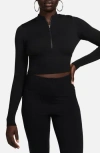 Nike Open Back Crop Sweater In Black/black