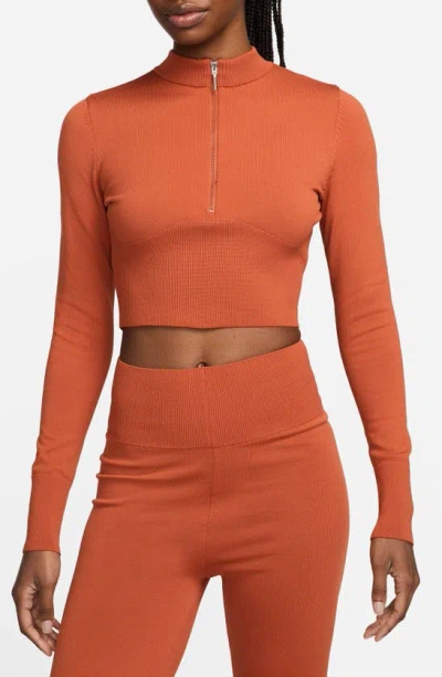 Nike Open Back Crop Sweater In Orange