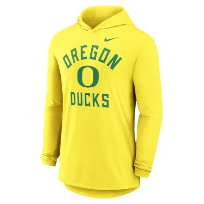 Nike Oregon Campus Arch  Men's Dri-fit College Long-sleeve Hooded T-shirt In Yellow