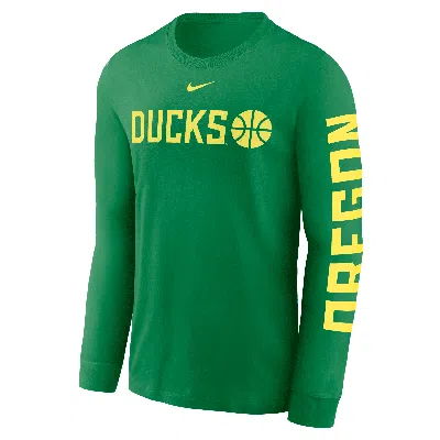 Nike Men's Apple Green Oregon Ducks Basketball Icon Two-hit Long Sleeve T-shirt