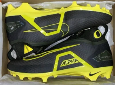 Pre-owned Nike Oregon Ducks Player Exclusive Alpha Menace Elite 3 Team Issued Cleats 13 Wd In Yellow