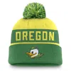 Nike Men's Yellow/green Oregon Ducks Primetime Peak Cuffed Knit Hat With Pom In Green