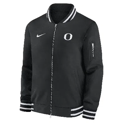 Nike Oregon Ducks Sideline  Men's College Full-zip Bomber Jacket In Black
