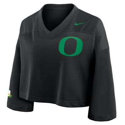 Nike Oregon Jersey  Women's Dri-fit College Cropped Top In Black
