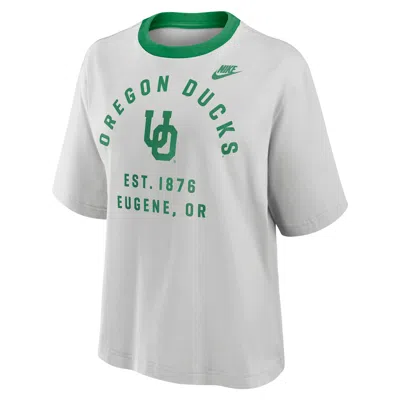 Nike Oregon Legacy Arch Script Boxy  Women's College T-shirt In White